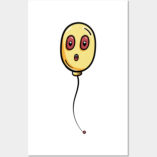 Ghost balloon cartoon face Posters and Art